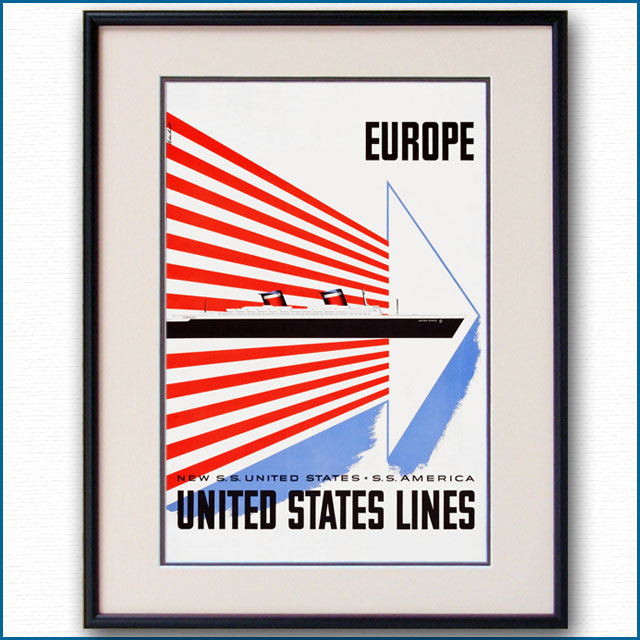 1952年 レスター・トーマス・ビール 客船ユナイテッドステーツのポスター 2029LL