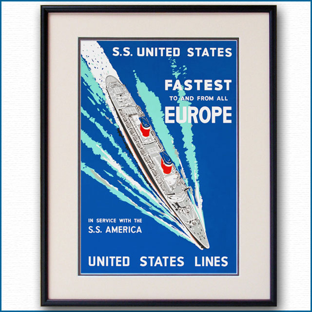 1952年 USL 客船ユナイテッドステーツのポスター 2031LL