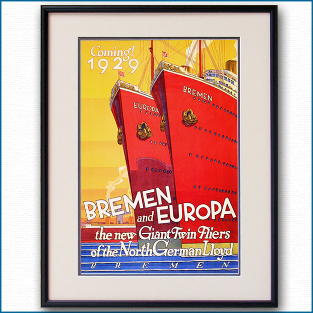 1929年 客船ブレーメン オイローパのポスター 2081LL
