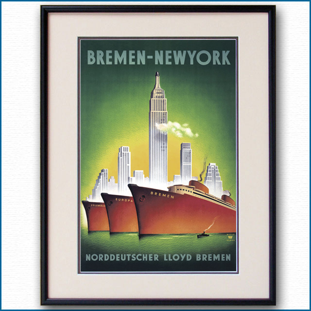 1935年 W・ハンケ 客船ブレーメン オイローパのポスター 2083LL