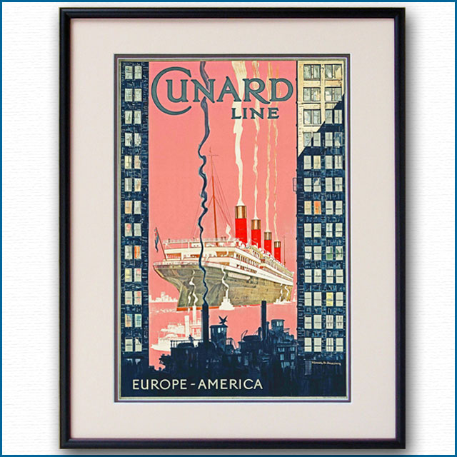 1929年 キュナード 客船アキタニアのポスター 2271LL