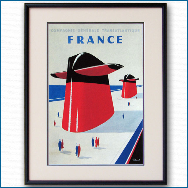 1962年 ベルナール・ヴィユモ 客船フランスのポスター 2398LL