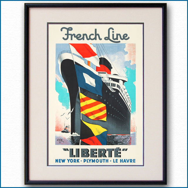 1950年 エドゥアール・コラン 客船リベルテのポスター 2415LL