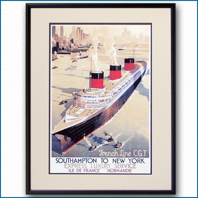 1936年 リギーニ 客船ノルマンディーのポスター 2462LL