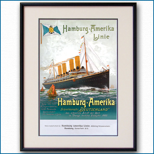 1901年 ハンブルク・アメリカライン 客船ドイチェラントのポスター 2665LL　