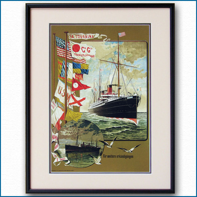 1892年 フレンチライン 客船トゥーレーンのポスター 2721LL