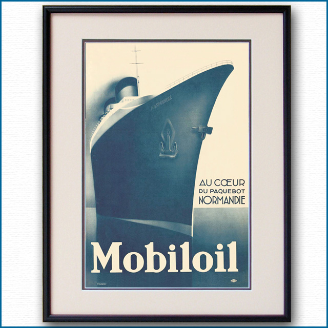 1935年 ジャン・ピオベール 客船ノルマンディー・モービル石油雑誌広告 3082LL